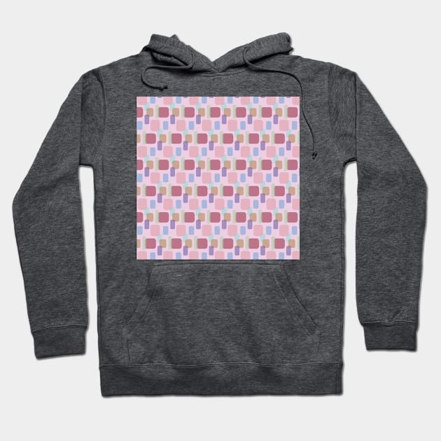 Pink Abstract Round Squares Pattern Hoodie by Scrabbly Doodles